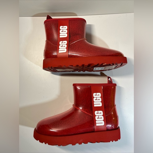 Women's UGG Classic Clear Mini Samba Red Boots Women size 5 1113190 New no Box - Picture 1 of 8